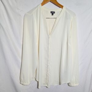 Women's TORRID Henley Cream Blouse, V-neck, Long Sleeve,‎ Classic, Sz 1